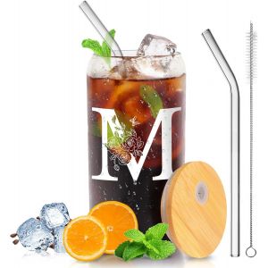 Coffret Cadeau Personnalis&eacute; Pour Femme-Anniversaire,Saint Valentin,F&ecirc;te Des M&egrave;res-Verre Avec Initiale (M) - Neuf