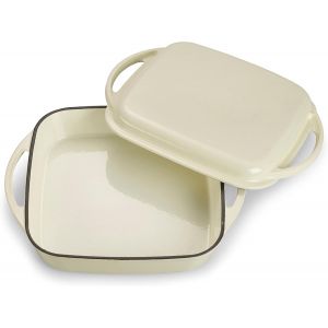 Subzonal-Cocotte Universelle Et Po&ecirc;le 2 En 1, Plat &Agrave; Four En Fonte Avec Couvercle, Casserole En Fonte Avec Rev&ecirc;tement &Eacute;maill&eacute;, Convient Pour Les Fours, Grills Et Bbq, Cr&egrave;me, 1,5 L, &Oslash; 24,6 Cm - Neuf