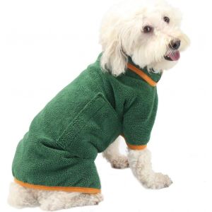 Peignoir Réglable En Microfibre Pour Chien, Petite Taille, Super Absorbant Et Serviette De Bain Pour Que Votre Chien Puisse Sécher Après Le Bain, Le Bain Ou Une Sortie Sous La Pluie (Vert, S) - Neuf