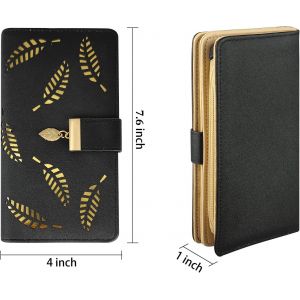 CAUC-Porte - Monnaie Femme avec Feuille Creuse, Long Portefeuille en Cuir PU pour Femme avec Plusieurs Fentes pour Cartes, Double Portefeuille Pliant, Porte - Monnaie avec Fermeture (Noir) - Neuf