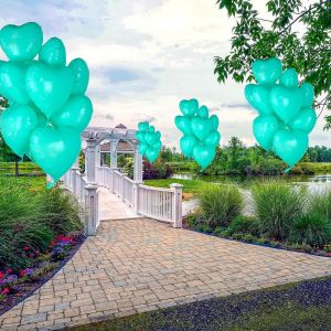 Lot De 6 Ballons Gonflables « Coeur Turquoise » En Forme De Coeur (43 Cm) / Ballons À L'Hélium / Mariage / Anniversaire / Fiançailles - Neuf