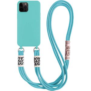Kal-Cha&icirc;ne De T&eacute;l&eacute;phone Portable Pour Iphone 12 Pro Max, Collier De Protection Avec Bandouli&egrave;re En Silicone Liquide Avec Cordon De Serrage Pour Iphone 12 Pro Max, Lac Bleu - Neuf