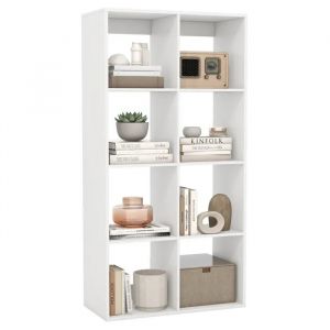 Biblioth&egrave;que &agrave; 4 Niveaux 137cm COSTWAY, 8 Cubes, Barri&egrave;re Arri&egrave;re, Kits Anti-basculement, &Eacute;tag&egrave;res Ouvert pour Salon Chambre Bureau - Neuf
