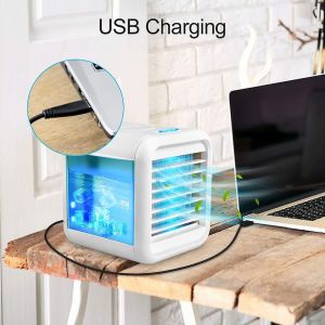 Refroidisseur d'air personnel compact pour bureau, avec port USB et &eacute;clairage LED - Neuf
