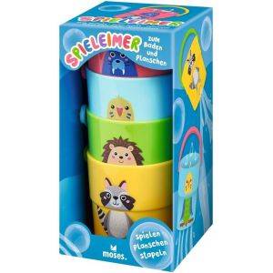 KAL-. 38151 Seau De Jeu Empilable Pour Le Bain Et La Barboteuse, 4 Seaux Colorés Avec Anse Et Motif Perforé, Mini Seau Pour Jouer Dans L'Eau Et Le Sable - Neuf