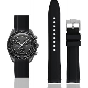Kal-Bracelet En Caoutchouc Incurvé Compatible Avec Omega X Swatch Speedmaster Moonswatch 20mm Bande De Remplacement Douce Pour Hommes Et Femmes - Neuf