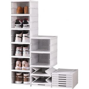 Kgabery-Boite A Chaussure Transparente Pliable Solide Pour Pointure Eu 45 Casier Shoe Box 6pcs Avec Couvercles - Neuf