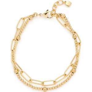 Bracelet Marella ¿ Bracelet Double Rangée En Acier Inoxydable Doré ¿ Perles Enfilées En Acier Inoxydable Et Maillons Plus Gros ¿ Longueur 18-20 Cm ¿ Bijoux Pour Femme ¿ 023406 - Neuf