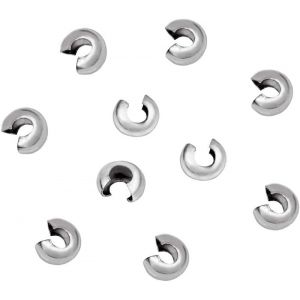 Ph 200pcs Acier Inoxydable Couvercles De Perles À Écraser Embouts De Cordon Pour La Boucle D'oreille Bracelet Collier Bijoux Bricolage Fabrication Artisanale,Couleur En Acier Inoxydable - Neuf