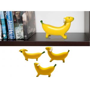 Statues de chien banane (lot de 3) en r&eacute;sine - D&eacute;coration int&eacute;rieure - Neuf