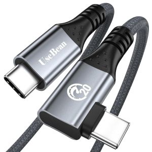 KALANKA-C&acirc;ble USB C vers USB C 240W 3M, C&acirc;ble de donn&eacute;es USB 3.2 Gen 2X2 20Gbps &agrave; Angle Droit, Charge Rapide PD 3.1 Type C vers C, Cordon vid&eacute;o 4K pour iPhone 15, Galaxy S24/S23, iPad MacBook Pro - Neuf