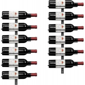 SUBZONAL-TJ.MORE&Eacute;tag&egrave;re murale pour 12 bouteilles de vin en m&eacute;tal robuste pour la maison, le bar ou la cave &agrave; vin - Neuf