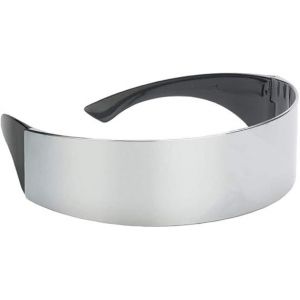 Lunettes De Soleil Futuristes Étroit Avec Miroir En Verre Argenté - Neuf