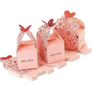 30PCS Boîtes à Dragées pour Mariage Baptême Fêtes, Boîtes à Bonbons Créatives en Papier Creux avec Motif à Fleurs et Papillon - - Neuf