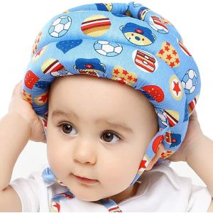 Casque B&eacute;b&eacute; Infant Head Protector Toddler Chapeau De Protection Casque De S&eacute;curit&eacute; R&eacute;glable En Coton (Blue) - Neuf