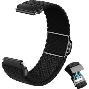 Tressés Sport Bracelet Pour Homme Femme,Sport Élastique Tissées Nylon Remplacement Bracelet Magnétique 22mm 20mm-Noir - Neuf