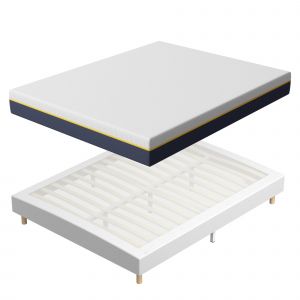 Matelas Mousse &agrave; M&eacute;moire 160x200 cm + Sommier Tapissier, &Eacute;paisseur 17 cm - Neuf