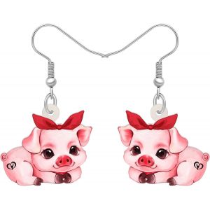 Kal-Acrylique Rose Boucles D'oreilles Cochon Bijoux Dangereux Anime Cochon Cadeaux Pour Les Amateurs De Cochon Boucles D'oreilles Femme Fille Charme - Neuf