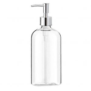 Distributeur de savon en verre transparent avec pompe - Distributeur de liquide rechargeable de 16 oz pour salle de bain - Neuf