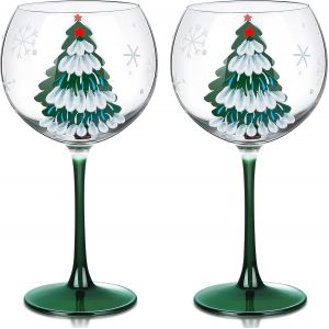 Verres &Agrave; Vin Peints &Agrave; La Main Festifs 560 Ml - Neuf