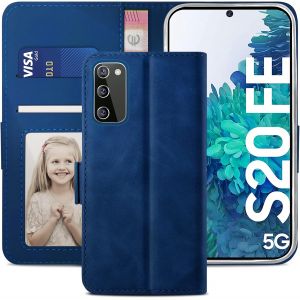 JGD-Coque pour Samsung Galaxy S20 FE Fan Edition, Housse en Cuir Premium PU Portefeuille Case, [Fentes pour Cartes] [Fermoir Magn&eacute;tique] Flip Coque pour Samsung Galaxy S20 FE 4G / 5G - Bleu - Neuf