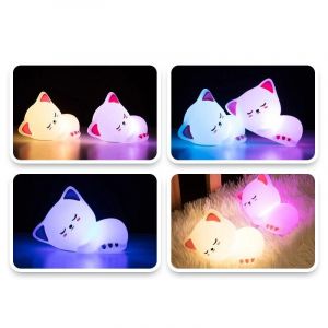 Enfants Veilleuse Chat Mignon Lampe Silicone B&eacute;b&eacute; Veilleuse Avec Capteur Tactile Rechargeable Changement De Couleur Pour Les Enfants Nouveau - Neuf