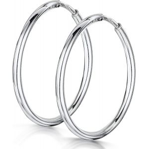 Cmjaagur-Anneaux Infinis En Argent Fin Sterling 925 &iquest;Boucle Doreille Ronde Cr&eacute;ole &iquest; Diam&egrave;tre 20 30 40 60 75 Mm[M214] - Neuf