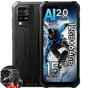 Blackview BV4800 SE Smartphone Incassable 6,56"" 12Go+64Go 5100mAh Dual SIM Android 15 Noir avec Smartwatch Blackview W70 Pro - Neuf