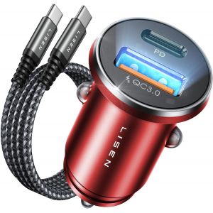 Allume Cigare Usb C, Chargeur Rapide 54W+60W C-C C&acirc;ble, Charger Voiture Usb C, Prise Allume Cigare 12V, Adaptateur Voiture Id&eacute;al Avec Iphone 16 15 Pro Max Galaxy S24 S25 Pixel Android - Neuf