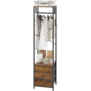 SUBZONAL-Porte-Manteaux, Portant &agrave; V&ecirc;tements avec Tiroirs, Organisateur de V&ecirc;tements Autoportant, Porte-Manteau avec Tringle pour pour Entr&eacute;e, Chambre, Salon, 39&times;29&times;179CM Marron Vintage HGR001H - Neuf