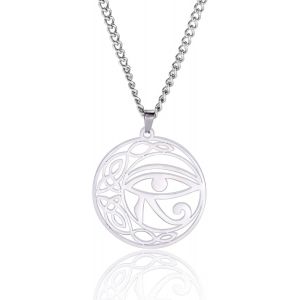 Kal-Collier Noeud Trinit&eacute; Celtique Collier Noeud Celtique Pendentif Croissant De Lune Ancienne Irlandaise Triangle Celtique Amulette De Protection En Acier Inoxydable Pour Hommes Et Femmes - Neuf