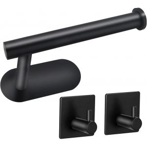 Porte Papier Toilette Auto-Adhesif,304 Acier Inoxydable Porte Rouleau Toilette,2 Pièces Crochet Adhésif,Idéal pour Les Cuisines,Les salles de Bains,Les Chambres,Noir. - Neuf