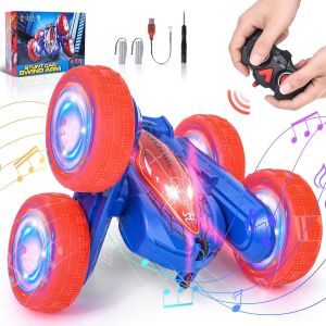 KAJGL-Voiture Télécommandée Avec Led Et Musique,2.4Ghz Voiture Telecommandé Enfant 8+ Rotation À 360 ° Tout Terrain Jouet Radiocommandée Cadeau Pour Garcon - Neuf