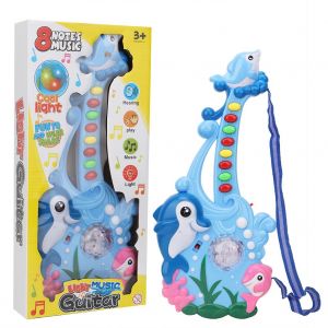 Jouet guitare dauphin mignon pour enfants, instrument de musique educatif (bleu) - Neuf