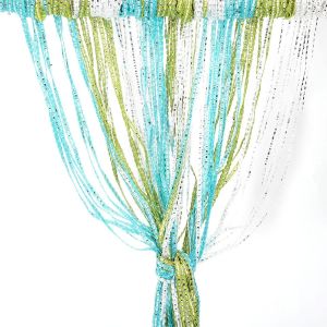 Eryi-Rideau À Ficelles Pour Porte, Panneau Mural, Fenêtre, Séparateur De Pièce, Maison, Terrasse, Chambre À Coucher, Ruban Décoratif À Pompons Pour Mariage, Café (Vert, Bleu, Blanc) - Neuf
