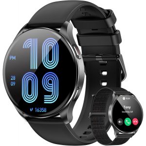 Montre connect&eacute;e Hommes Femmes, &eacute;cran AMOLED 1,43"", Montre de Fitness avec Fonction t&eacute;l&eacute;phone, Passer/recevoir des appels, Moniteur de fr&eacute;quence Cardiaque et de Sommeil, pour Android et iOS - Neuf