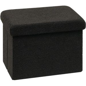 Tianyi-Pouf Cube Avec Espace De Rangement, Cube Pliable Avec Couvercle, Coffre De Rangement,Repose-Pieds En Velours,Noir,42x32x32cm - Neuf
