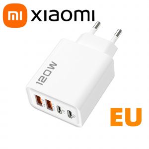 Xiaomi 120w Chargeur Rapide 3.0 Charge Rapide Muti Total 4 Ports Usb Type C Pd Adaptateur Mural Pour T&eacute;l&eacute;phone Portable Pour Iphone Samsung Huawei--Eu Charger-White - Neuf