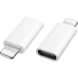 Adaptateur Lightning vers USB C 2 Pi&egrave;ces(Pas pour Audio/Cl&eacute; USB/&Eacute;couteurs), Adaptateur USB-C vers Lightning Compatible pour iPhone 15/16 Pro/16 Pro Max/16 Plus, iPad Pro/Air (Blanc) - Neuf