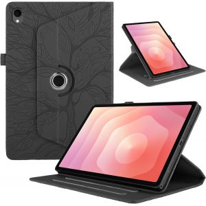 LORANKA-Coque pour Samsung Galaxy Tab S11 11 Pouces 2025 SM-X730 X736B &eacute;tuis Housse PU Cuir 360&deg;Rotatif Multi-Angle Stand Flip Protection &eacute;tuis pour Galaxy Tab S11 Coque,Noir Arbres - Neuf
