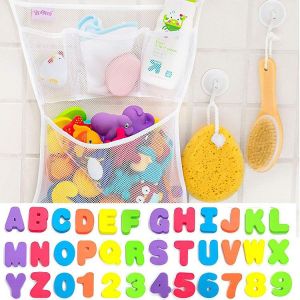 Filet De Rangement Avec Matériel D'apprentissage Pour Bébé, Chiffres Et Lettres, 36 Pièces En Mousse (Az, 0-9), 2 Crochets Auto-Adhésifs Robustes, Pour Enfants À Partir De 3 Ans - Neuf