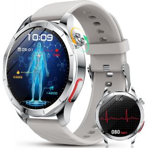 Montre Connect&eacute;e Homme Avec &iquest;&iquest;&iquest;/Hrv/&iquest;&iquest;&iquest;&iquest;&Eacute;&iquest;&iquest;&iquest;/Imc/Acide Urique, 1.43"" Amoled Smartwatch Avec Appels Bluetooth, 24h Sommeil/Cardiofrequenceme/Sos, Montre Sport Pour Android/Ios, Gris[Z2182] - Neuf