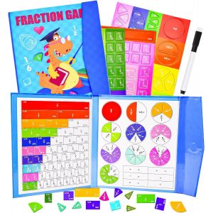 Tuiles De Fraction Magn&eacute;tique - Aqsacokiya - Magnetic Fraction Educational Puzzle - Jeux &Eacute;ducatifs Math&eacute;matiques - Dinosauro - Neuf