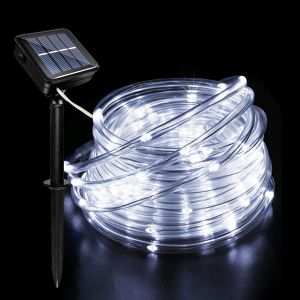 Kal-12m 100led Tube Lumineux Solaire, Étanche Guirlande Lumineuse Tube, Avec 8 Modes D'éclairage, Solaire Ruban Lumineux Pour Jardin Noël Mariage Fête Extérieur Intérieure Décoration - Neuf