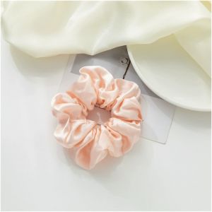 KAL-Élastiques À Cheveux En Soie Pour Femme - Couleur Unie - Scrunchies - 100 % Pure Soie De Mûrier - Pour Femme Et Fille - Rose #1 - 5 Cm De Large - Neuf