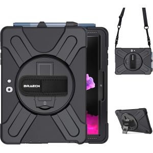 NAERYUT-Coque Pour Microsoft Surface Go 4 (2023)/Go 3 (2021)/Go 2 (2020)/Go (2018) 10/10.5 Pouces,Housse De Robuste Avec Porte-Stylet,Support Rotatif À 360° Et Dragonne,Bandoulière,Noir - Neuf