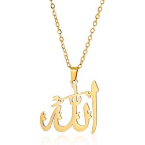 Kal-Collier Allah Islamique Pendentif Allah Mot Islamique Symbole Moyen Orient Croissant Allah Religion Musulmane Bijoux Cadeau Femme Fille - Neuf