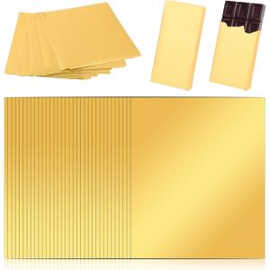 Lot De 100 Feuilles D'emballage En Feuille D'or Pour Bonbons - 19 X 16 Cm - Papier De Soie Doré - Papier D'aluminium - Chocolat - Emballage Cadeau Pour Chocolat Mariage Anniversaire Bonbons - Neuf