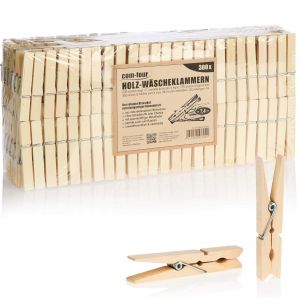 300x Pinces à Linge en Bois ¿ Robustes et polyvalentes ¿ Pinces en Bois de Bouleau pour Suspendre Le Linge et bricoler (300 Stück Birkenholz) - Neuf