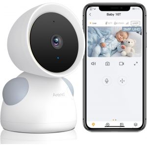 Babyphone Cam&eacute;ra 3mp, Cam&eacute;ra Surveillance B&eacute;b&eacute; Wifi, D&eacute;tection Intelligente, Audio Bidirectionnel, Vision Nocturne, Veilleuse, Berceuses, D&eacute;tection De La Temp&eacute;rature/L'humidit&eacute; - Neuf